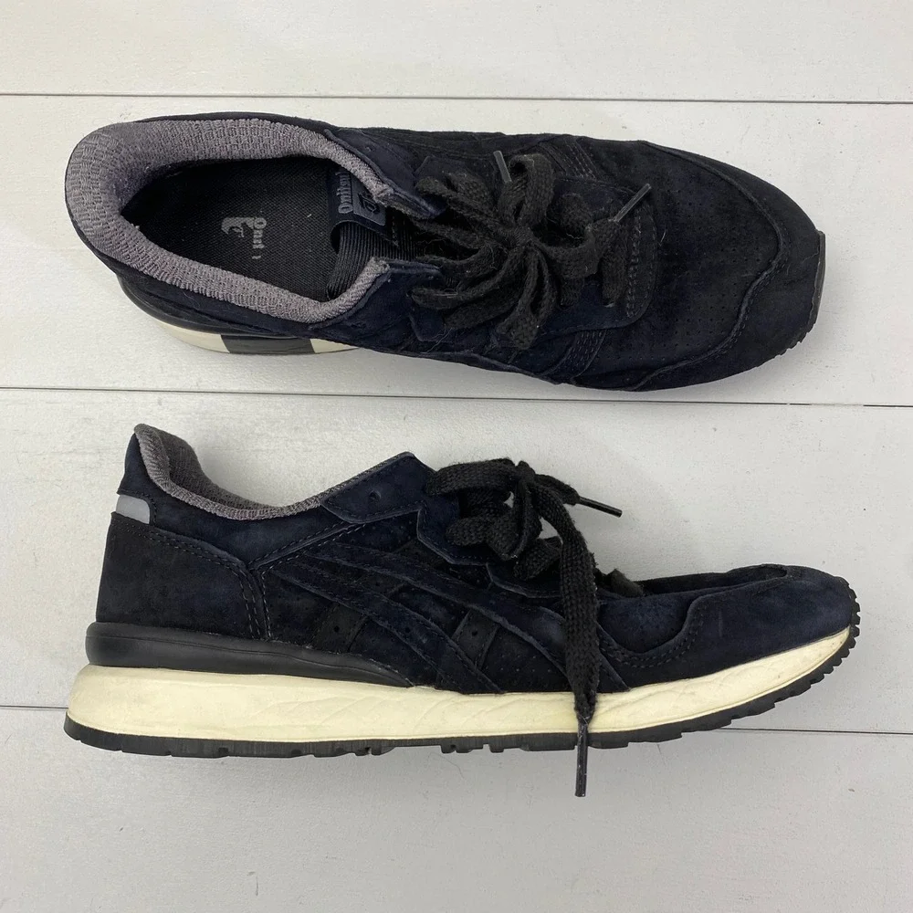 Onitsuka Tiger D701L Sneakers Mens 6.5 Navy Blue Suede Low Top Shoes Womens 8